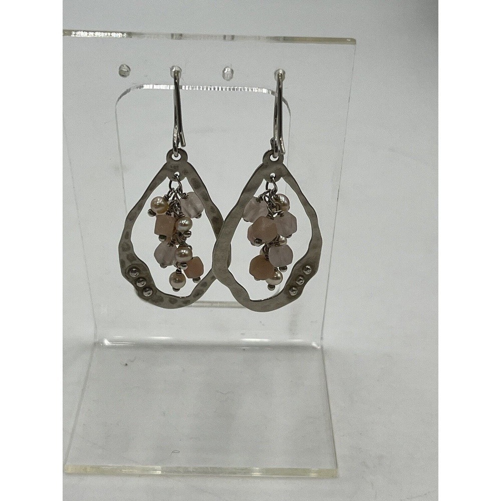 Silpada Earrings W2211 Blush Grape Pink‎ Soapstone Pearl Quartz Dangle Silver